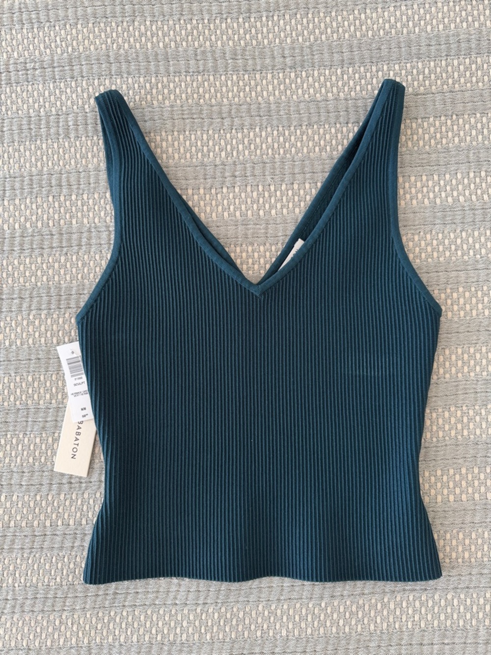 Babaton Teal Ribbed V-Neck Tank